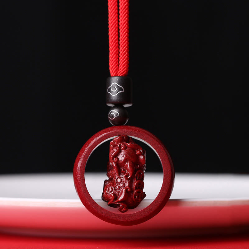 Cinnabar Om Mani Padme Hum Necklace for Blessing & Luck