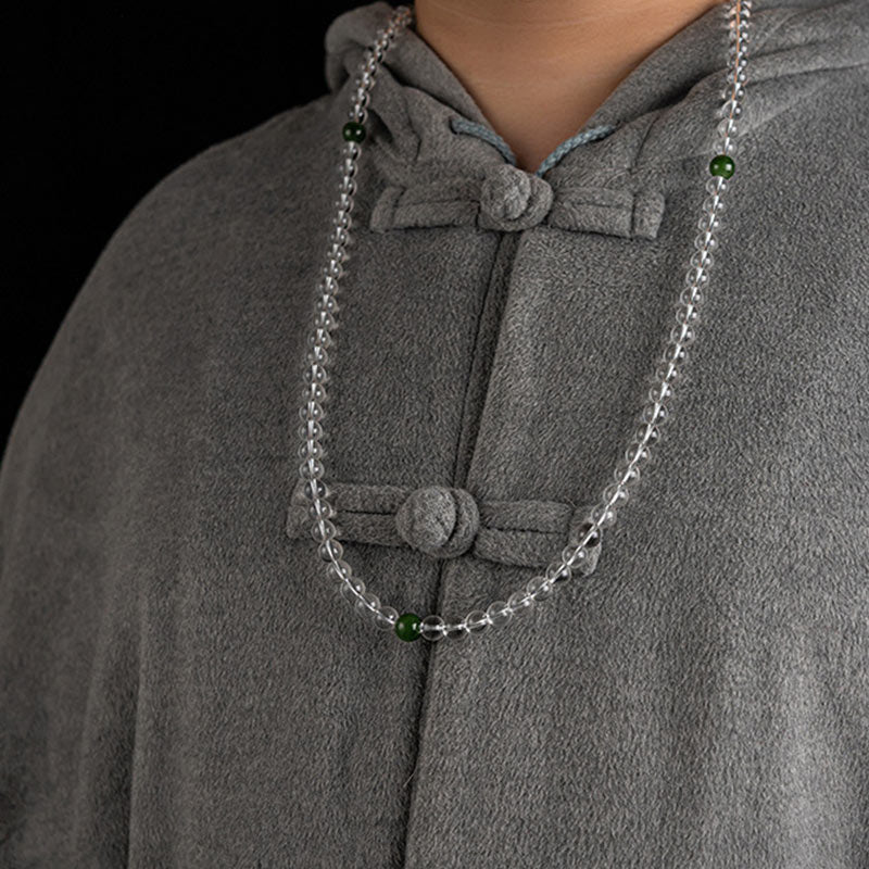 108 Beads White Crystal Jade Gemstone Mala Bracelet for Meditation