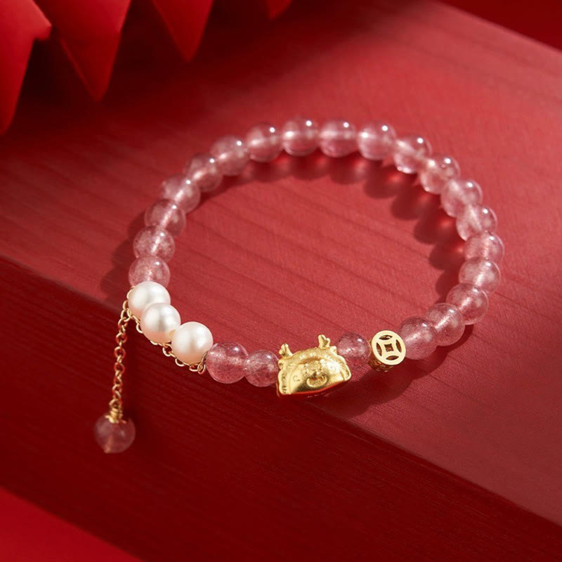 Year of the Dragon Red Agate Luck Bracelet 14-16cm