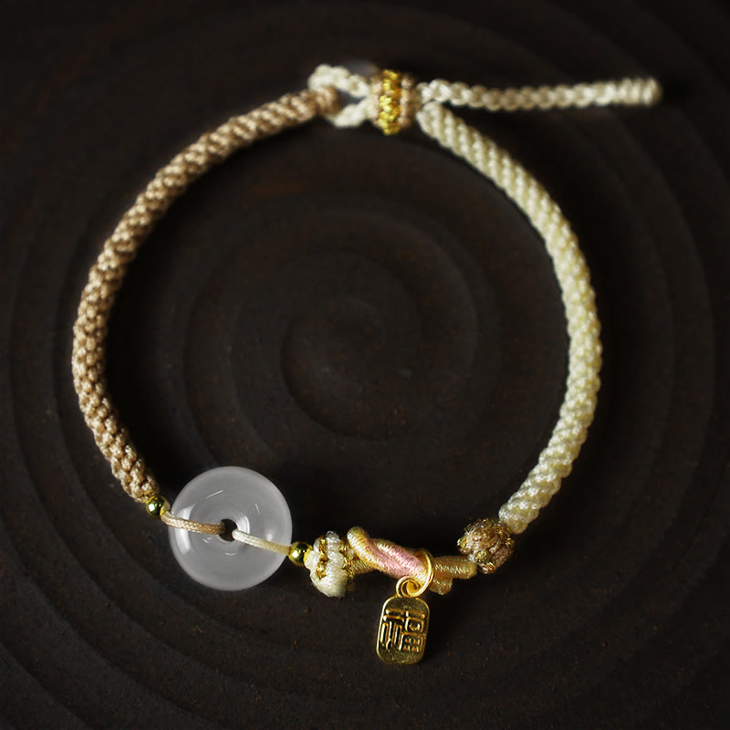 Handmade White Agate Peace Buckle Luck Protection Bracelet