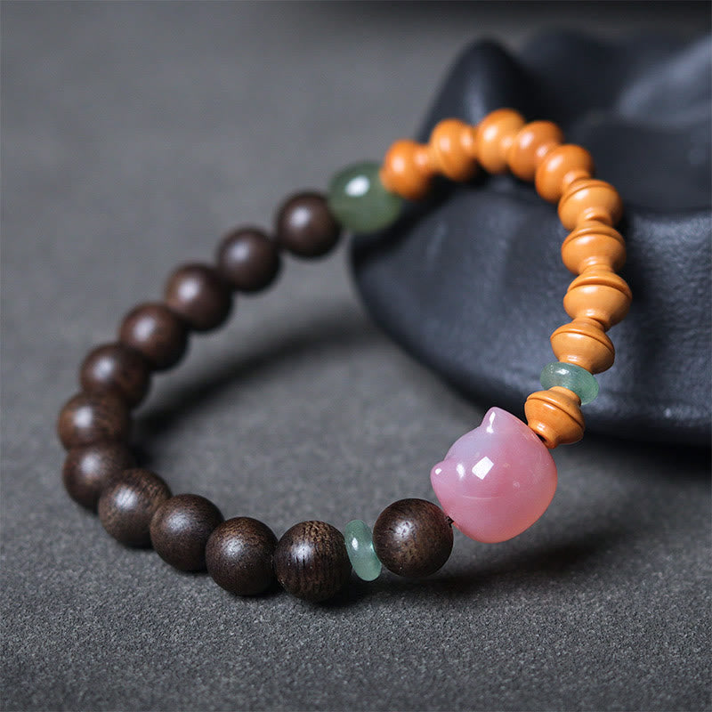6mm Agarwood Agate Cat Balance Bracelet