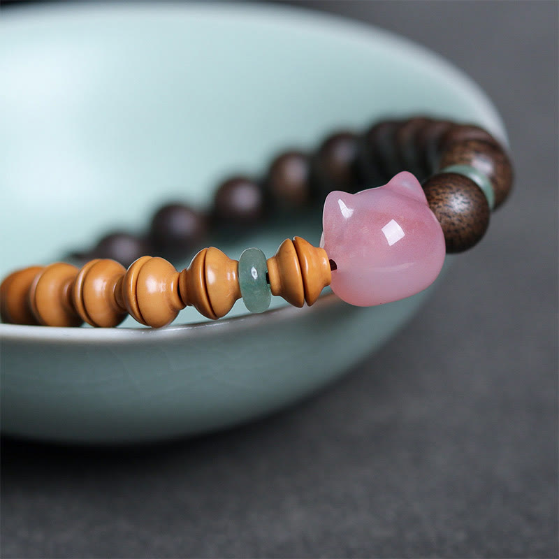 6mm Agarwood Agate Cat Balance Bracelet