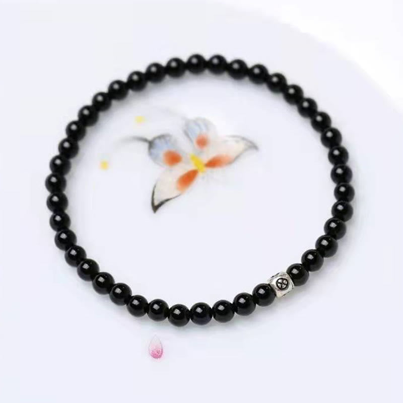 6mm Black Obsidian and Smoky Quartz Purification Bracelet