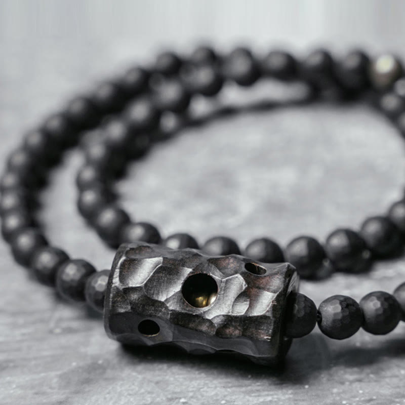 6mm Black Onyx Ebony Double Wrap Protection Bracelet