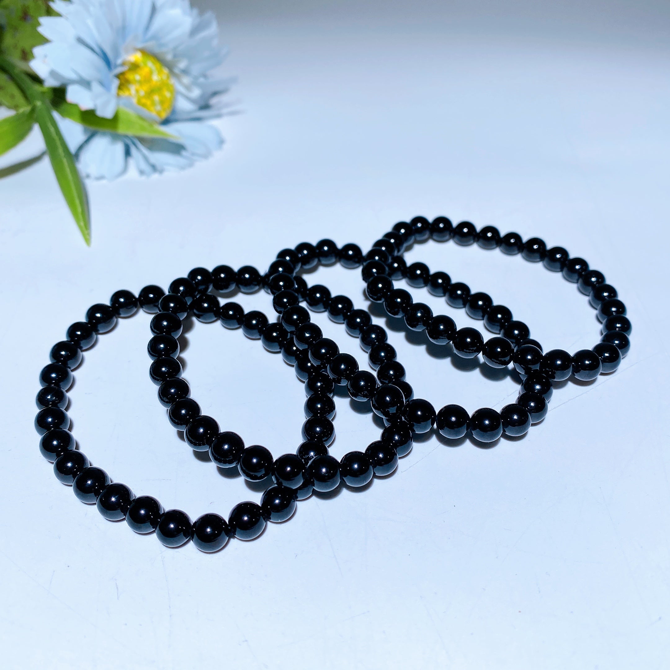 6mm Black Tourmaline & 8mm Aura Hematite Spiritual Bead Bracelet