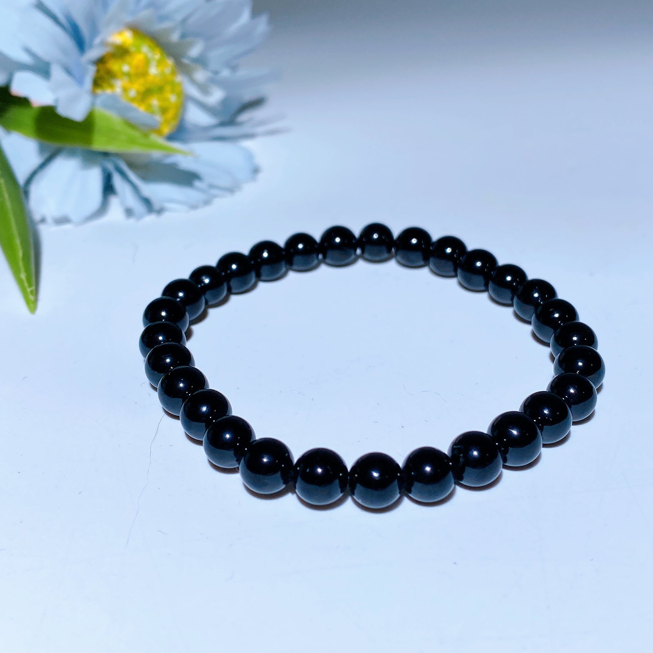 6mm Black Tourmaline & 8mm Aura Hematite Spiritual Bead Bracelet