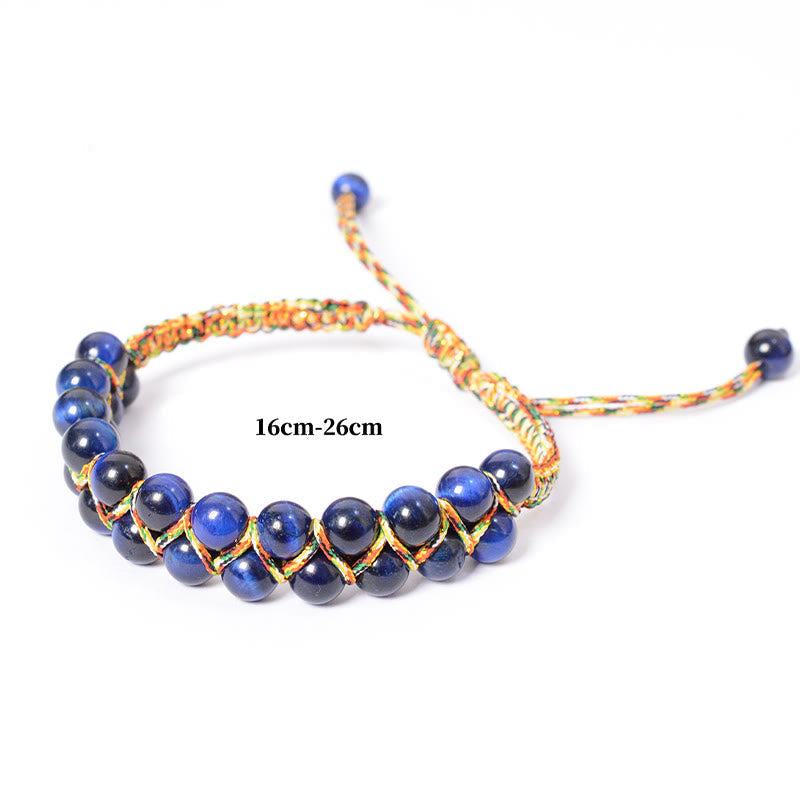 6mm Blue Tiger Eye Double Row Balance Bracelet