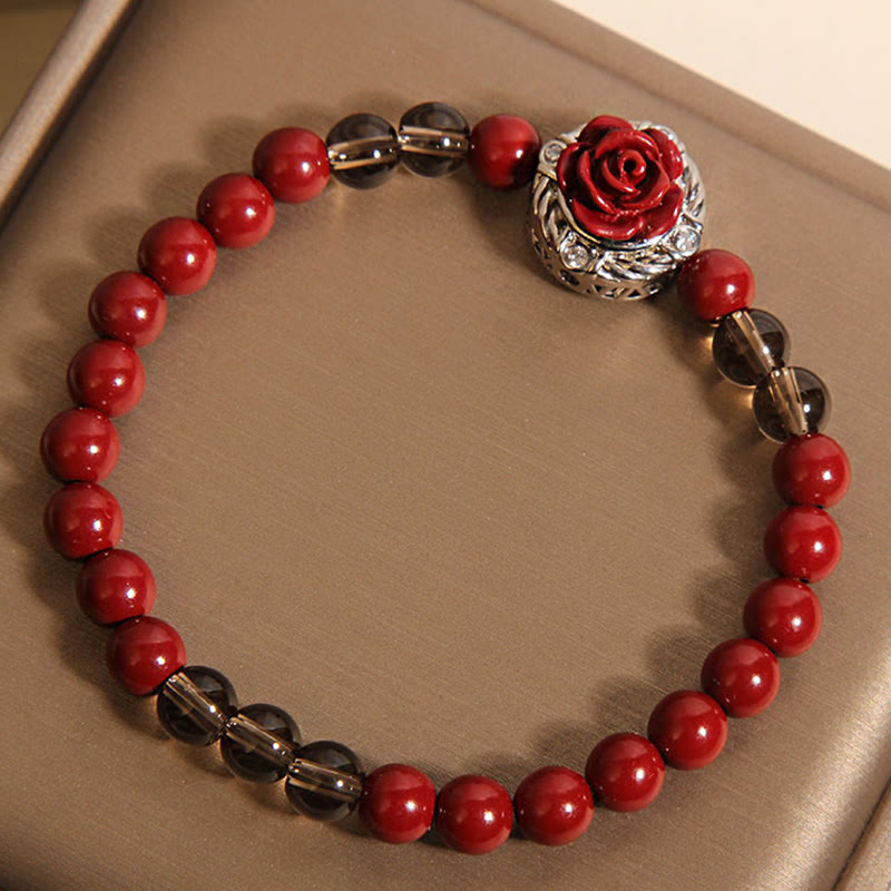 6mm Cinnabar Calm Bracelet with Red Shell Pearls