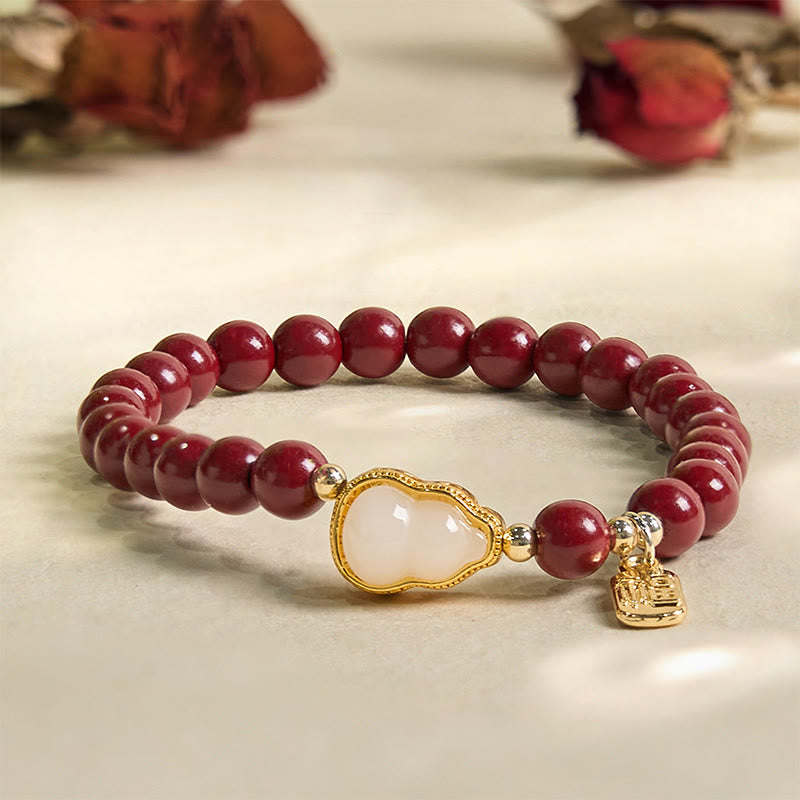 6mm Cinnabar Jade Fu Blessing Charm Bracelet for Blessings