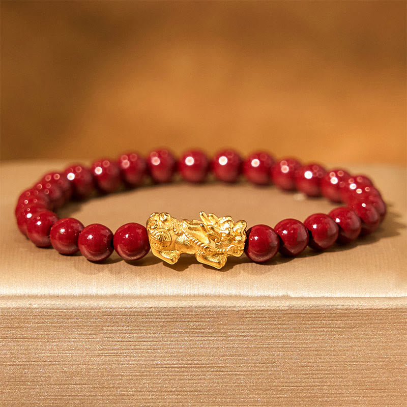6mm Cinnabar Pixiu Blessing Bracelet for Wealth & Protection
