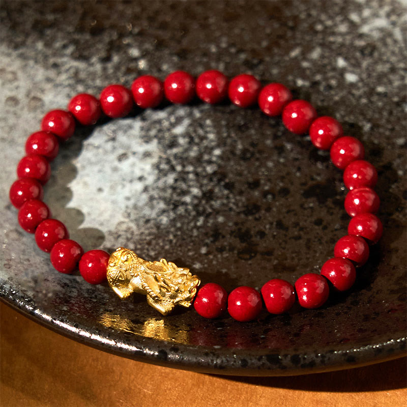 6mm Cinnabar Pixiu Blessing Bracelet for Wealth & Protection