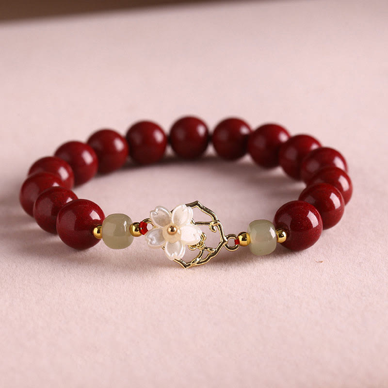 6mm Natural Cinnabar Jade Beaded Blessing Bracelet