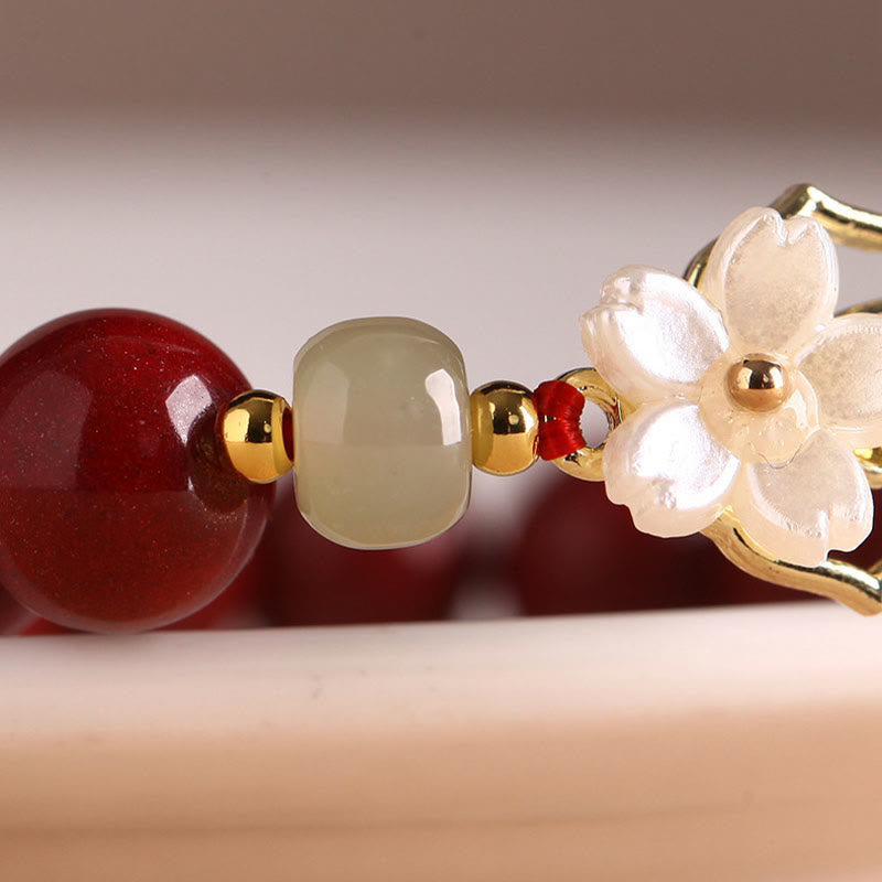 6mm Natural Cinnabar Jade Beaded Blessing Bracelet