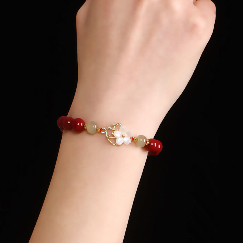 6mm Natural Cinnabar Jade Beaded Blessing Bracelet