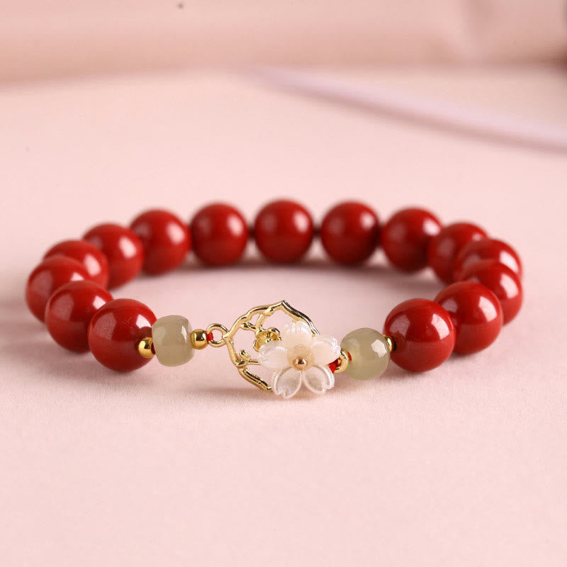 6mm Natural Cinnabar Jade Beaded Blessing Bracelet