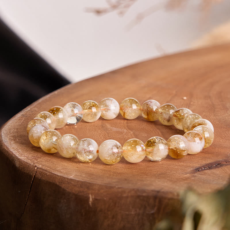 6mm Natural Citrine Snowflake Bracelet for Prosperity