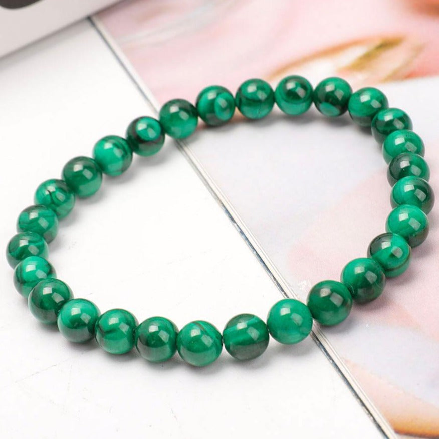 6mm Natural Malachite Healing Bracelet for Protection