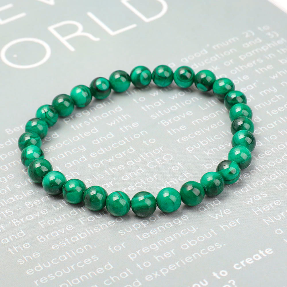6mm Natural Malachite Healing Bracelet for Protection