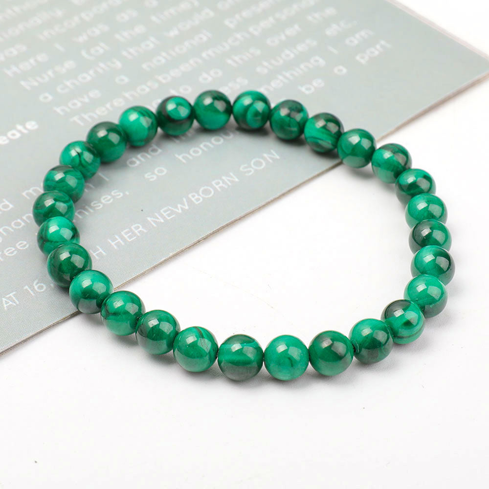 6mm Natural Malachite Healing Bracelet for Protection