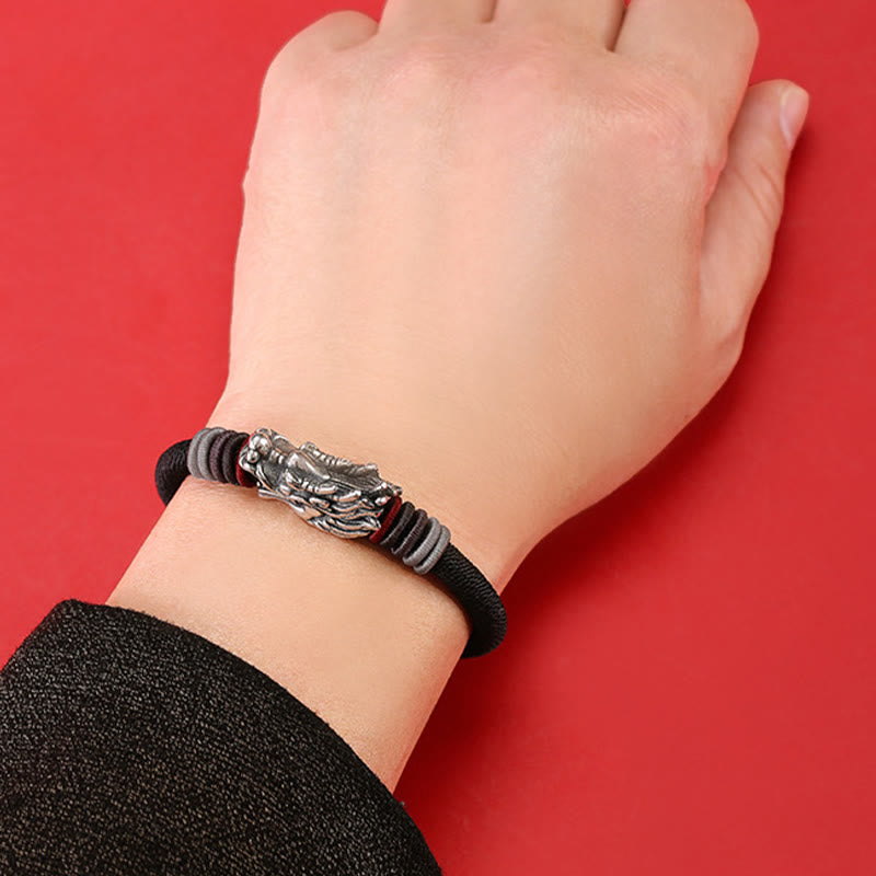 6mm Sterling Silver Dragon Luck Bracelet for Protection
