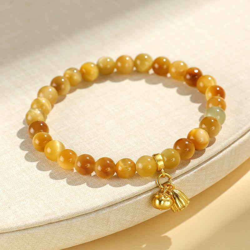 6mm Tiger Eye Protection Bracelet with Lotus Symbolic Beads