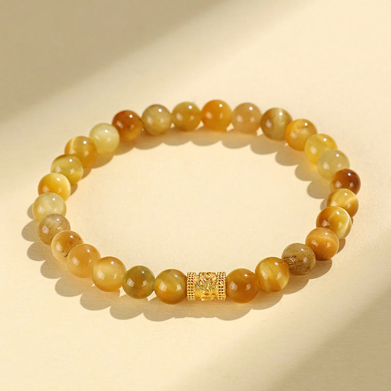 6mm Tiger Eye Protection Bracelet with Lotus Symbolic Beads
