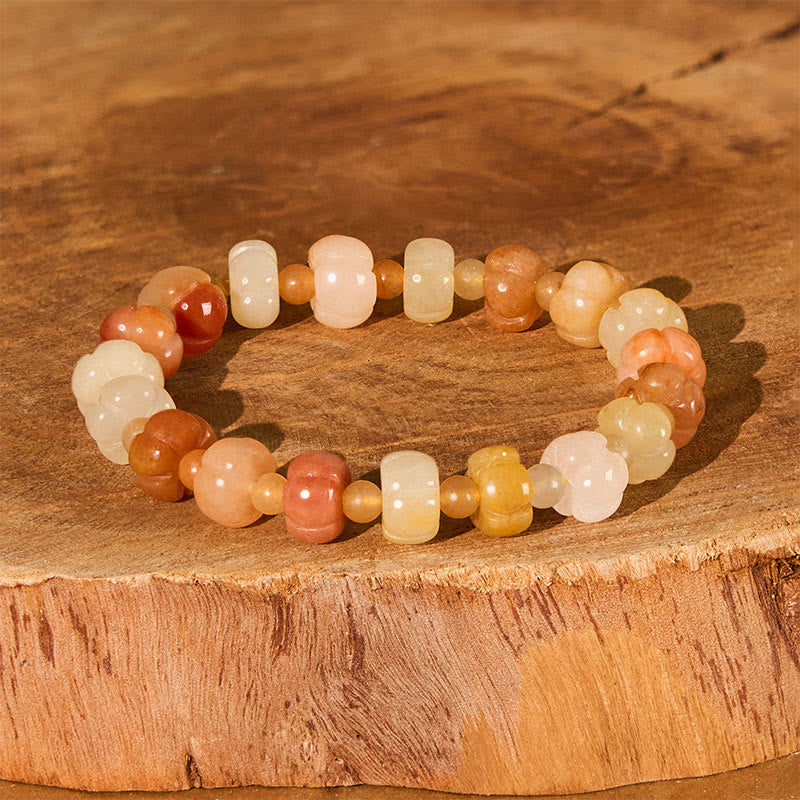 6x8mm Golden Silk Jade Wealth Luck Bracelet