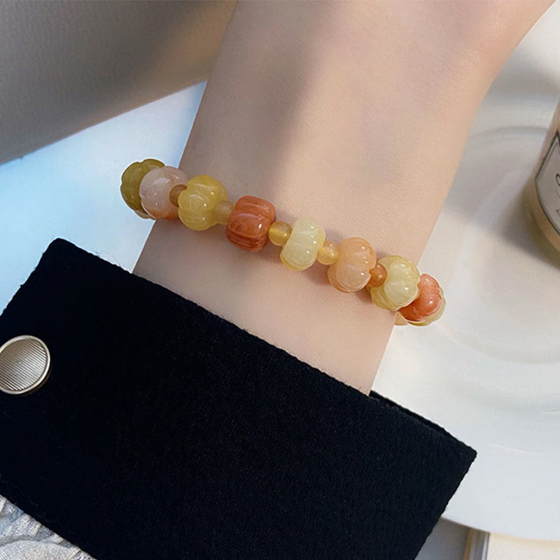 6x8mm Golden Silk Jade Wealth Luck Bracelet