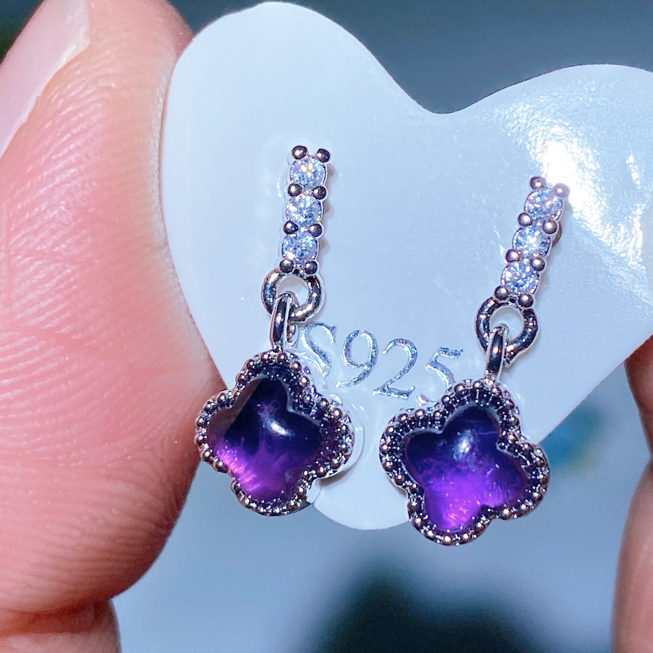 7-12mm Silver Crystal Stud Earrings for Healing & Balance