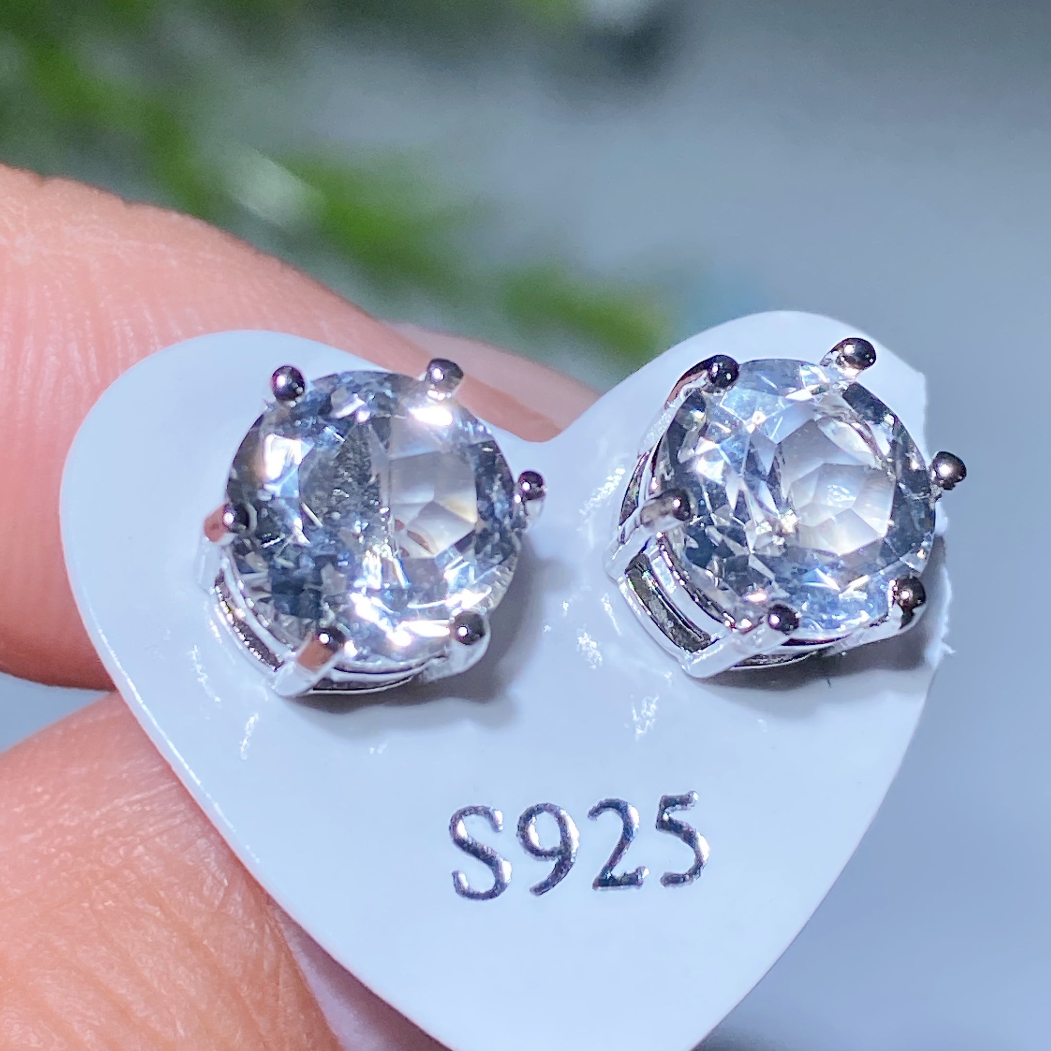 7-12mm Silver Crystal Stud Earrings for Healing & Balance