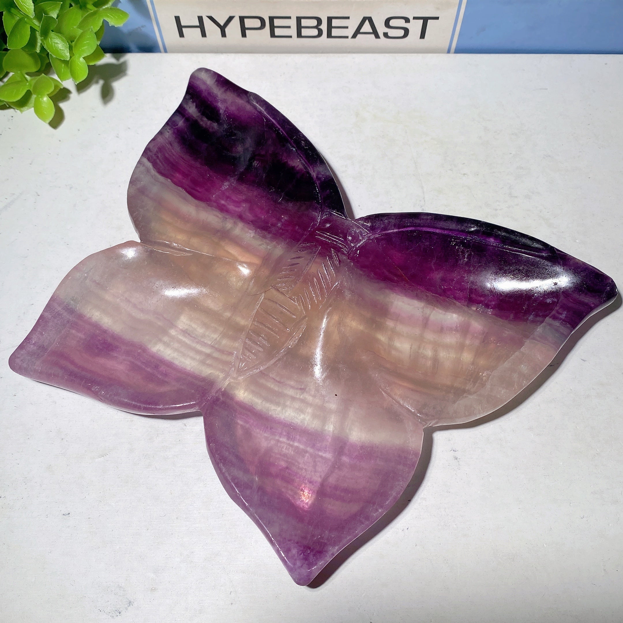 7.2 Inch Purple Fluorite Butterfly Crystal Figurine Carving