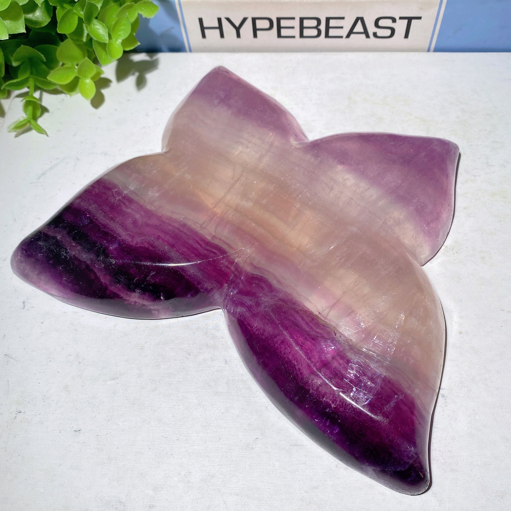 7.2 Inch Purple Fluorite Butterfly Crystal Figurine Carving