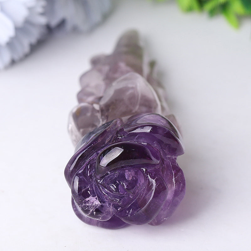 7.5-Inch Amethyst Rose Crystal Figurine Carving for Healing