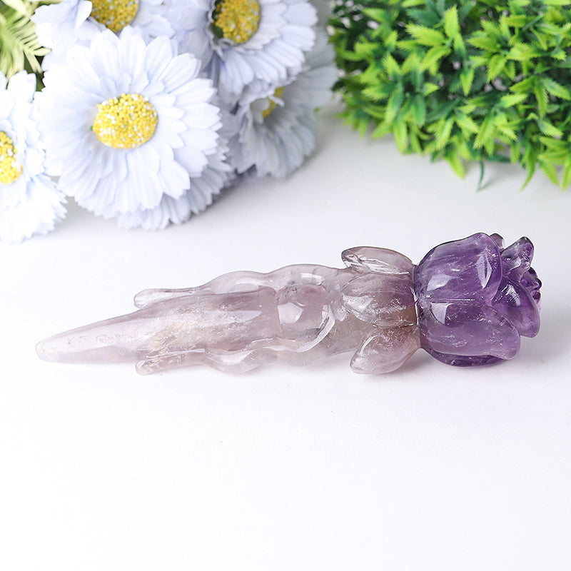 7.5-Inch Amethyst Rose Crystal Figurine Carving for Healing