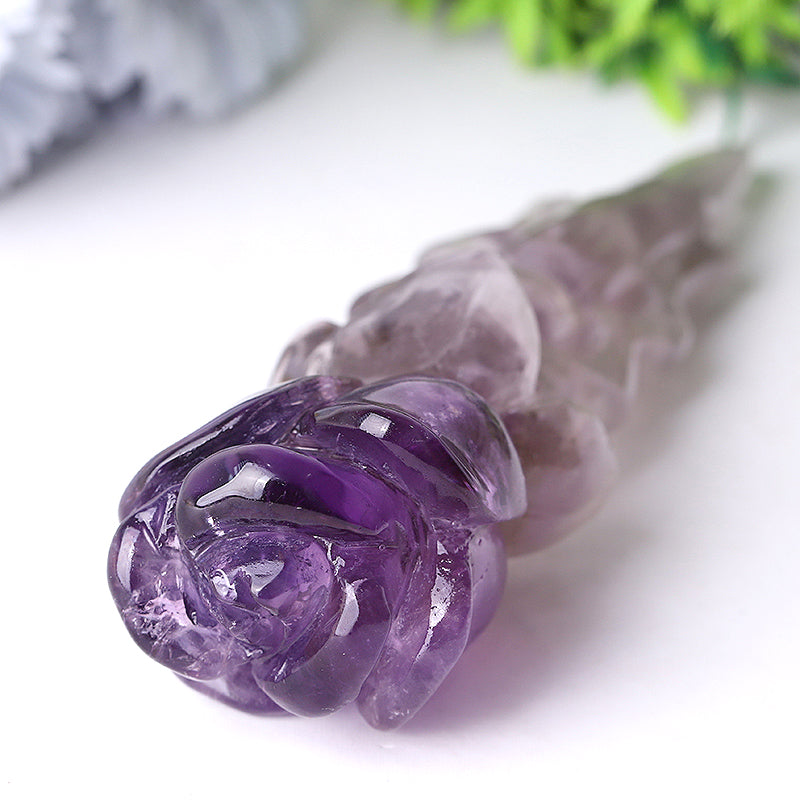 7.5-Inch Amethyst Rose Crystal Figurine Carving for Healing