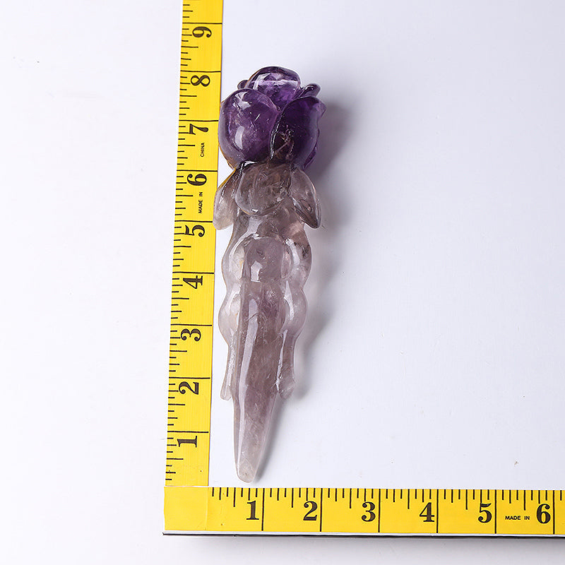 7.5-Inch Amethyst Rose Crystal Figurine Carving for Healing