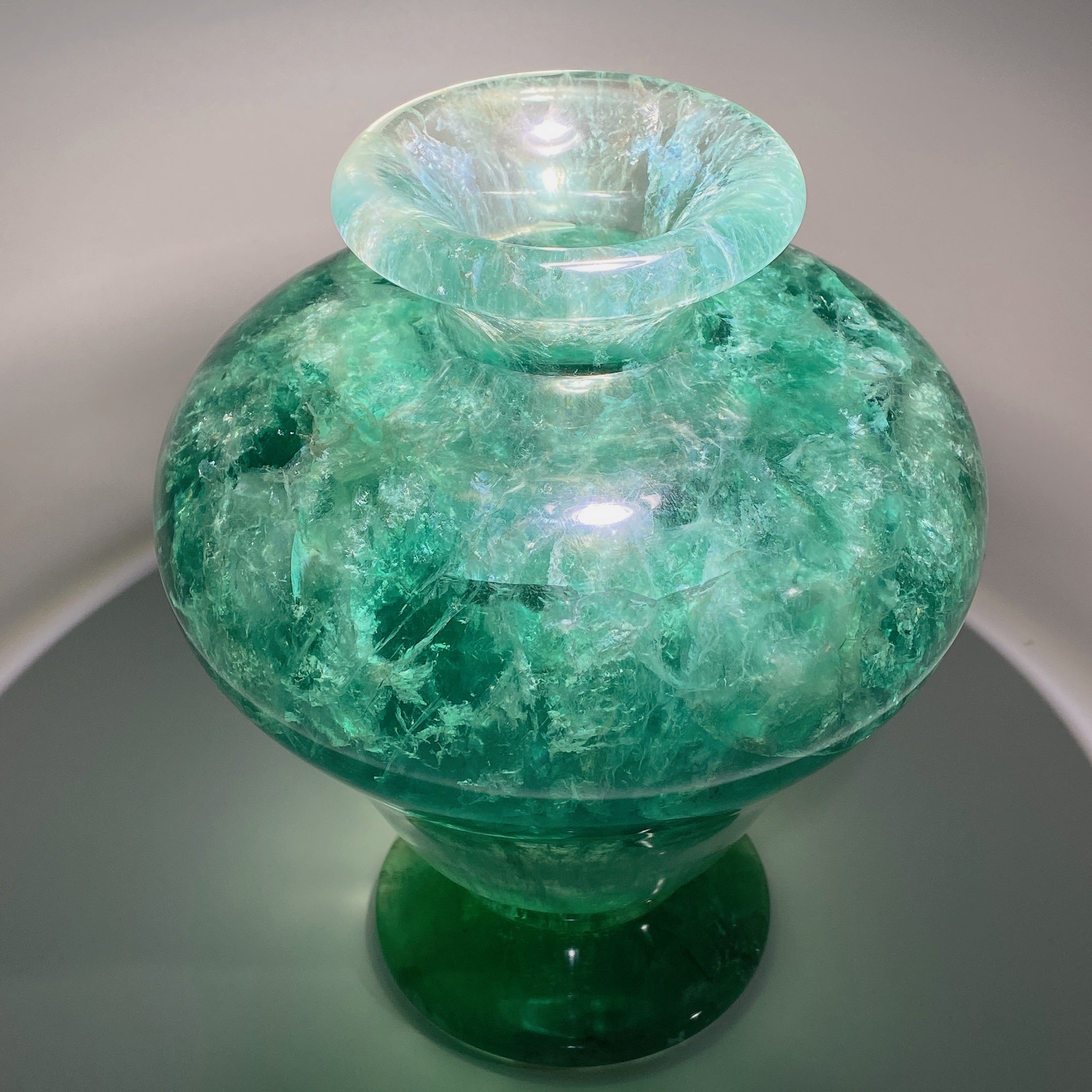 7.5 inch Green Fluorite Vase Crystal Decor for Energy Cleansing