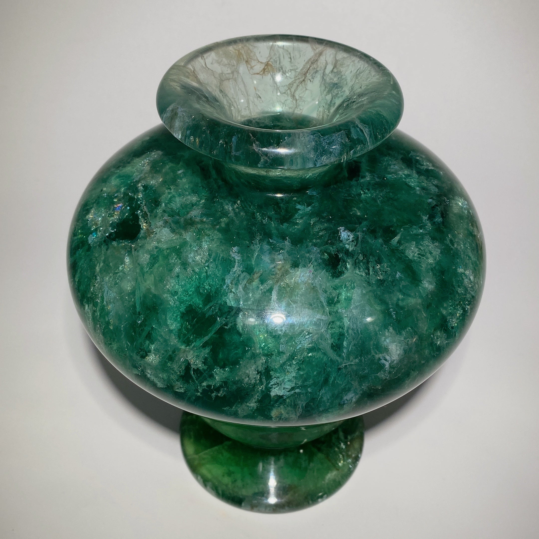 7.5 inch Green Fluorite Vase Crystal Decor for Energy Cleansing