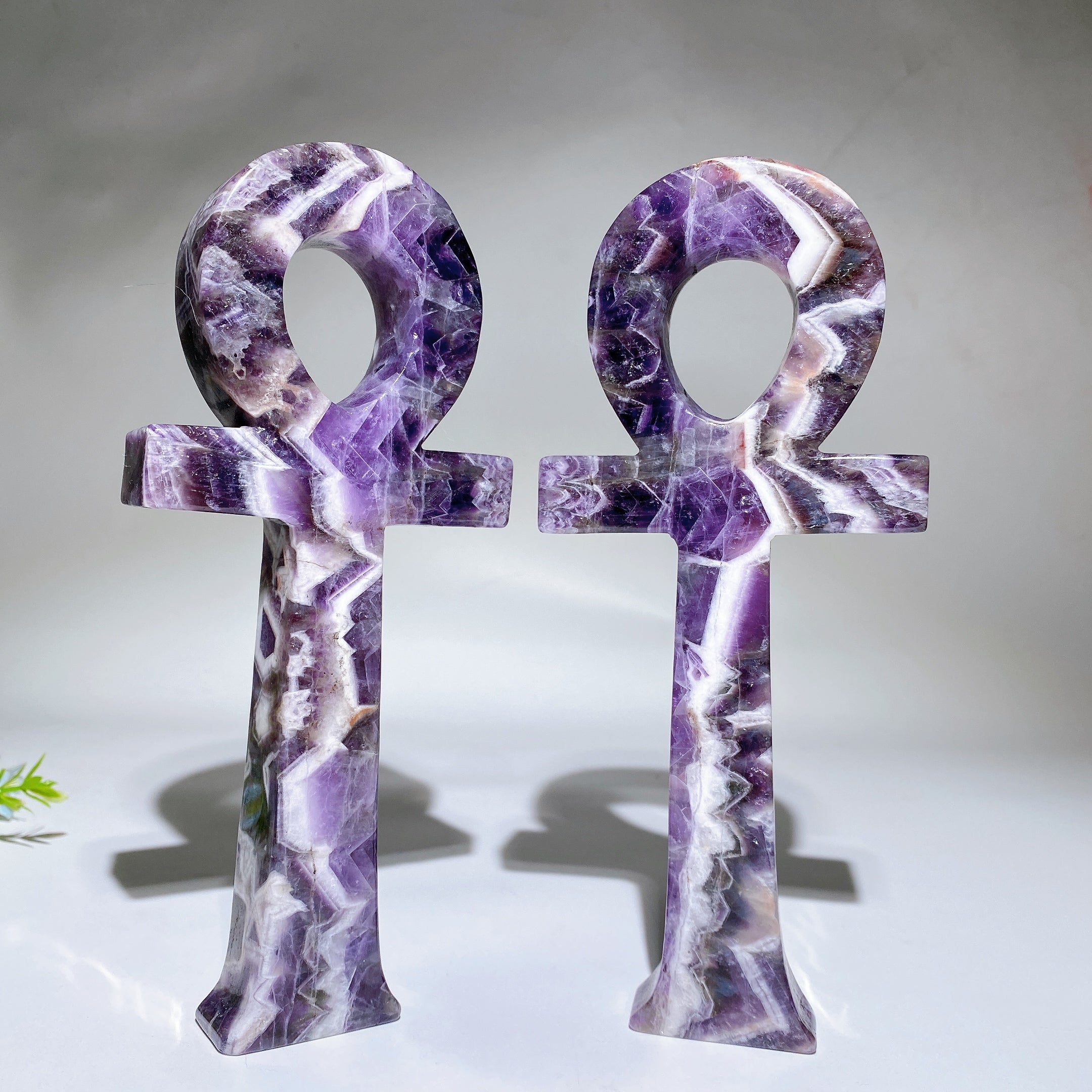 7.6in Amethyst Ankh Carving Crystal Figurine Healing