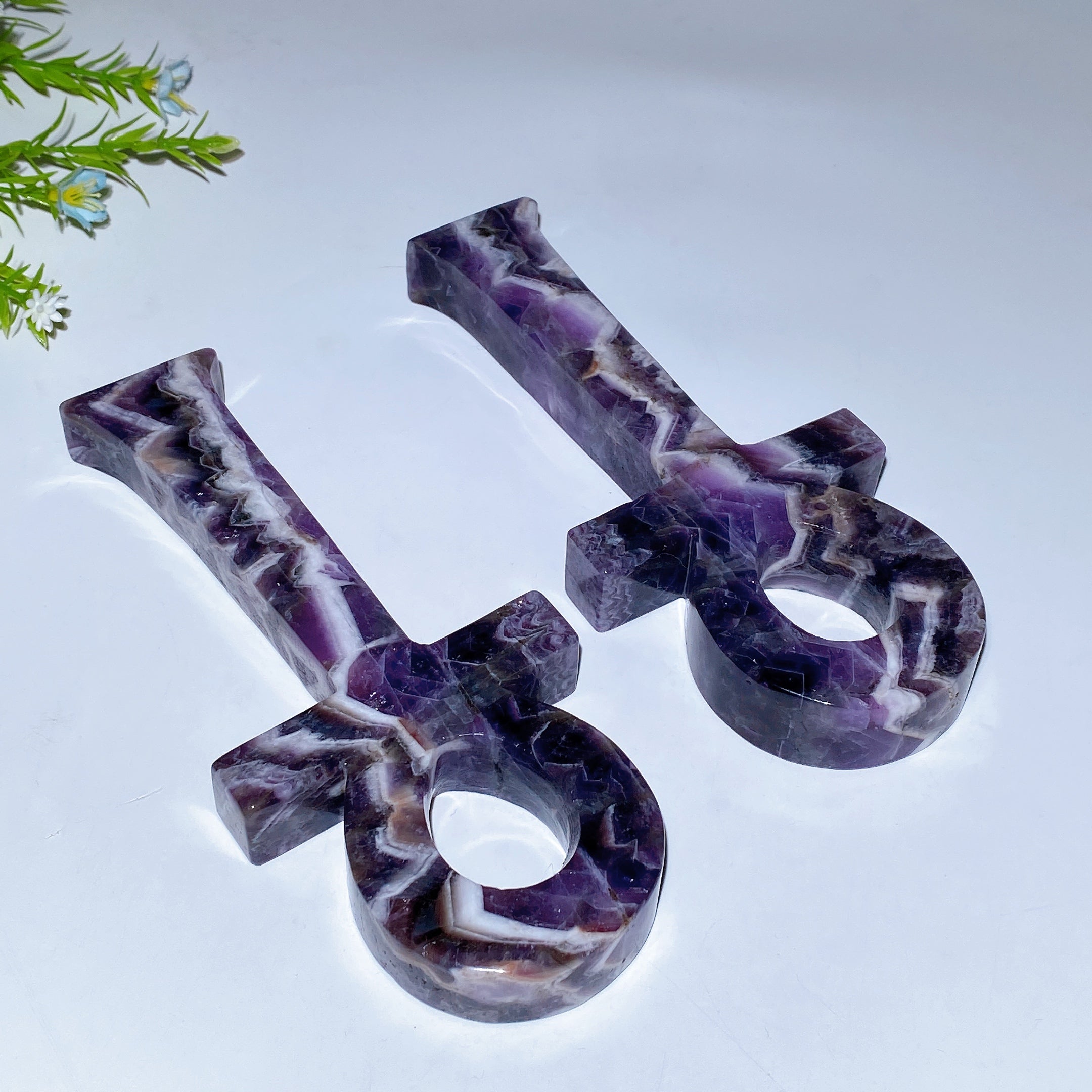 7.6in Amethyst Ankh Carving Crystal Figurine Healing