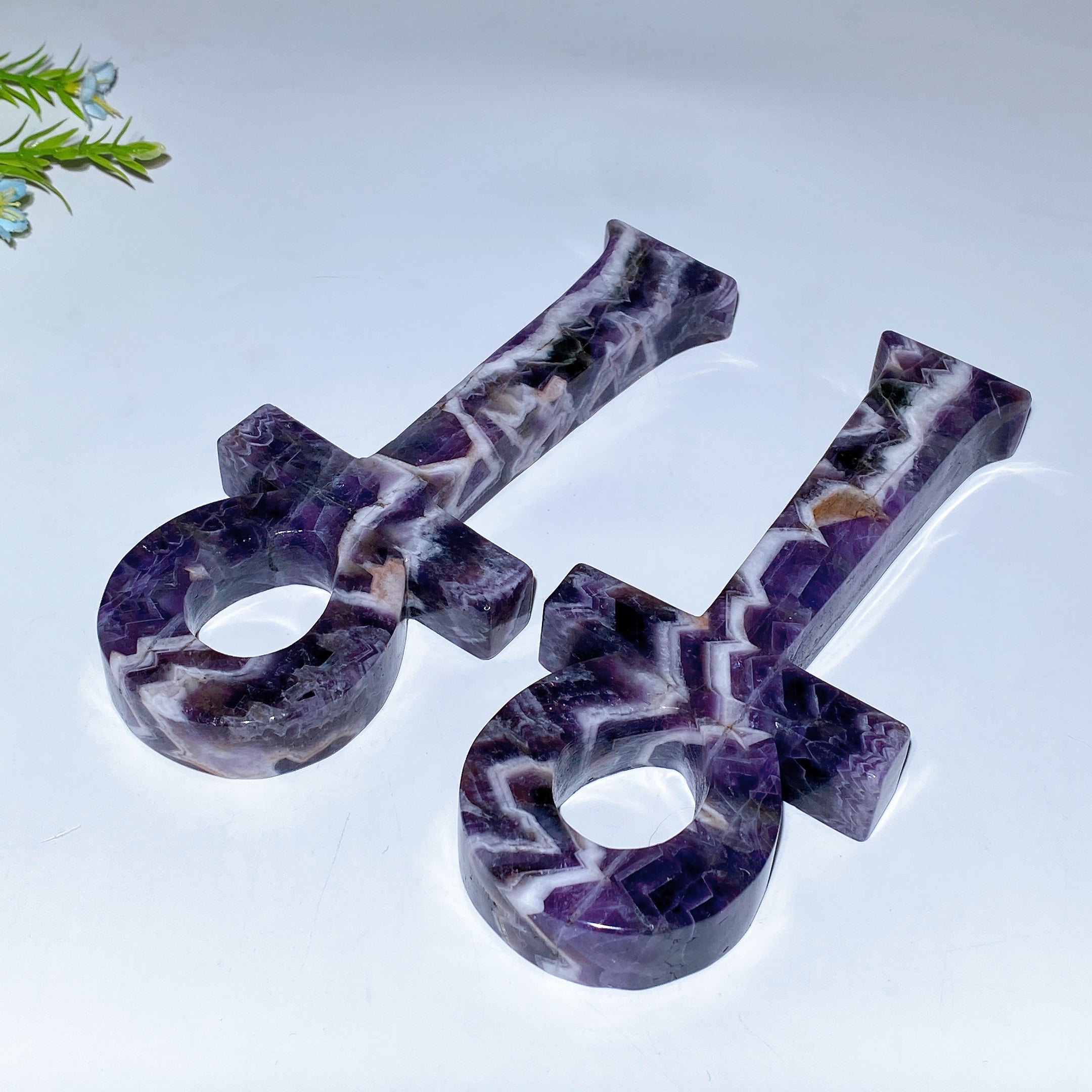 7.6in Amethyst Ankh Carving Crystal Figurine Healing