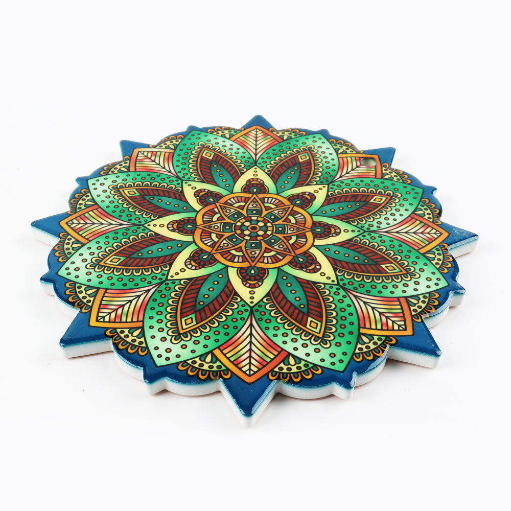 7.8" Ceramic Sunflower Design Pot Coaster for Tableware