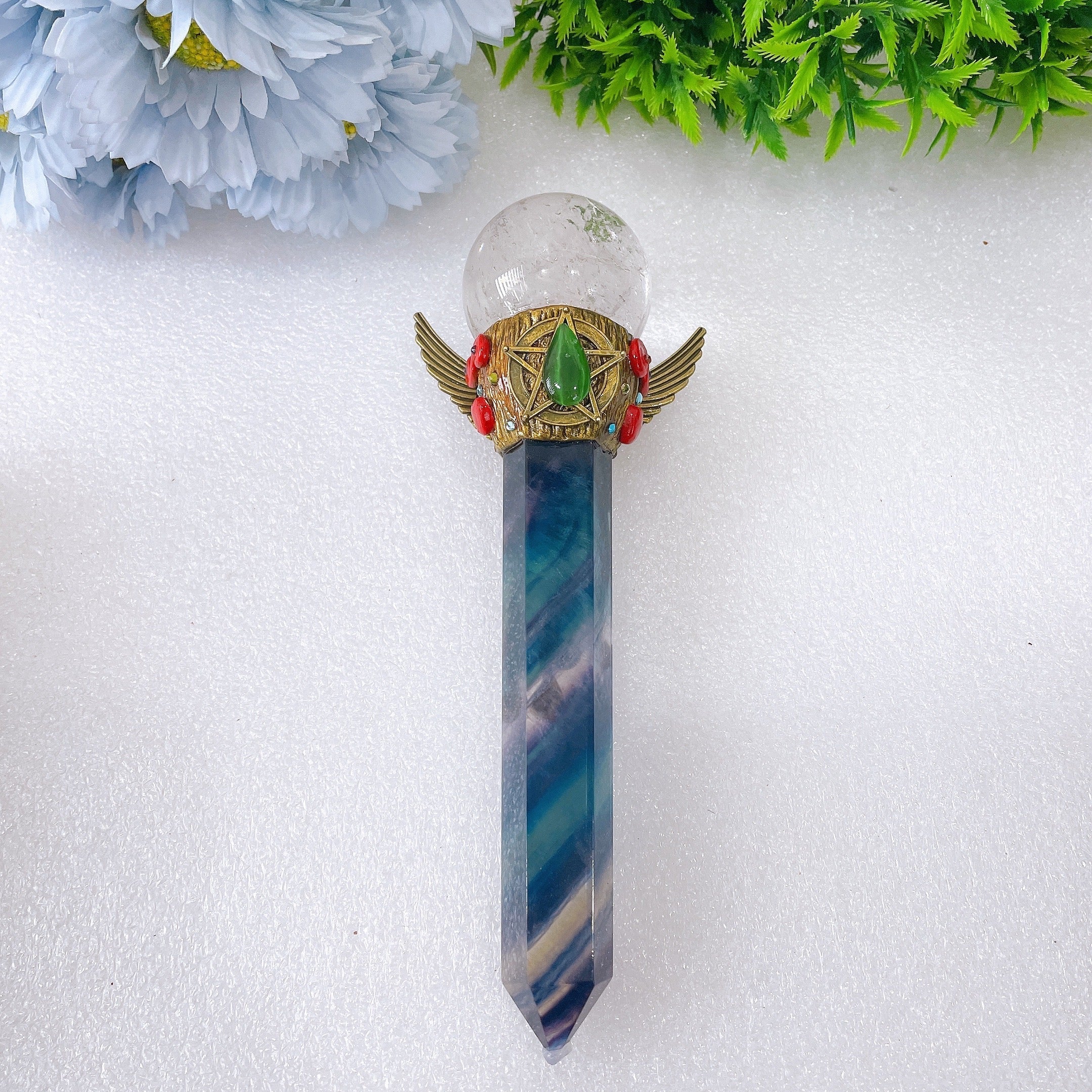 7-9 inch Fluorite Crystal Wand for Healing & Meditation