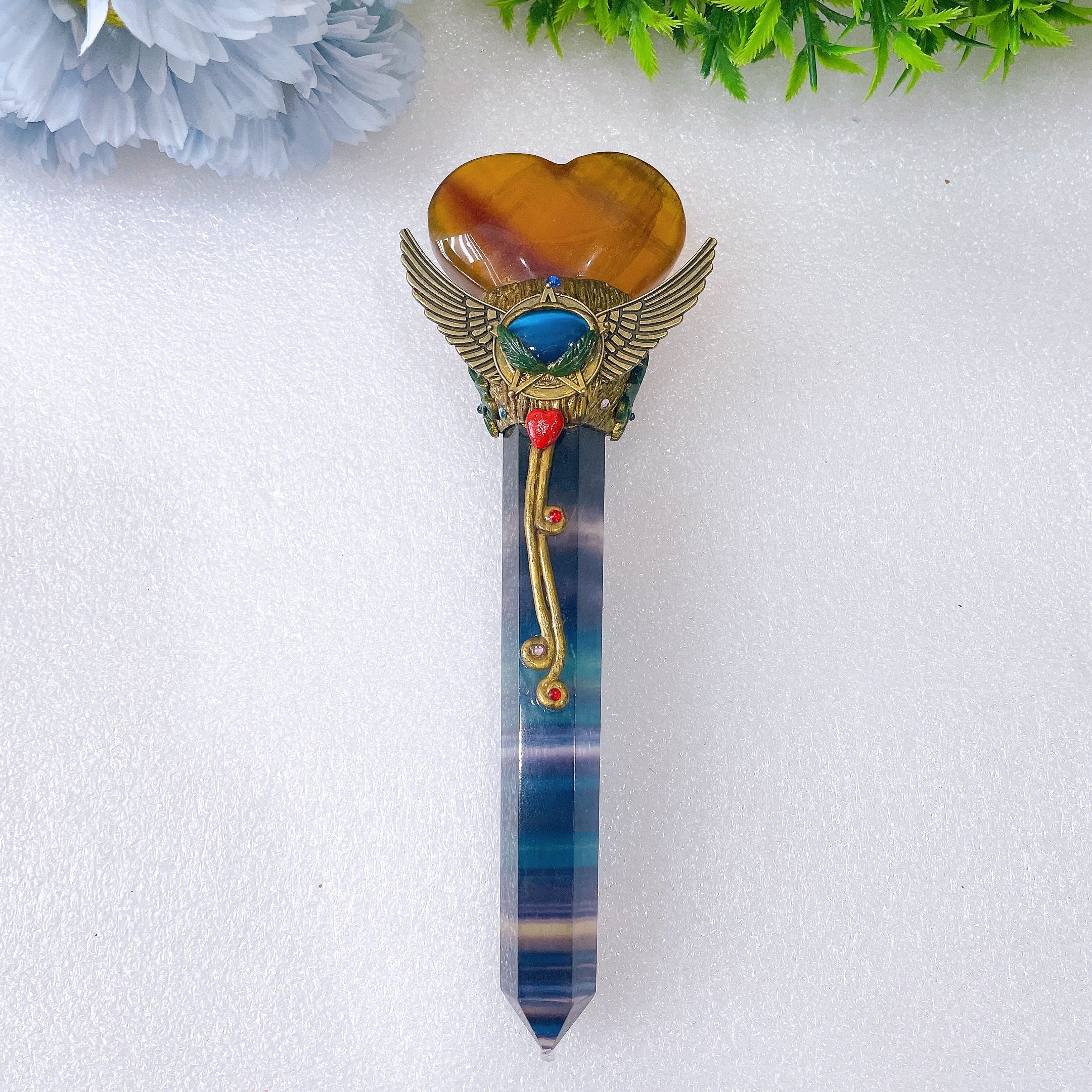 7-9 inch Fluorite Crystal Wand for Healing & Meditation