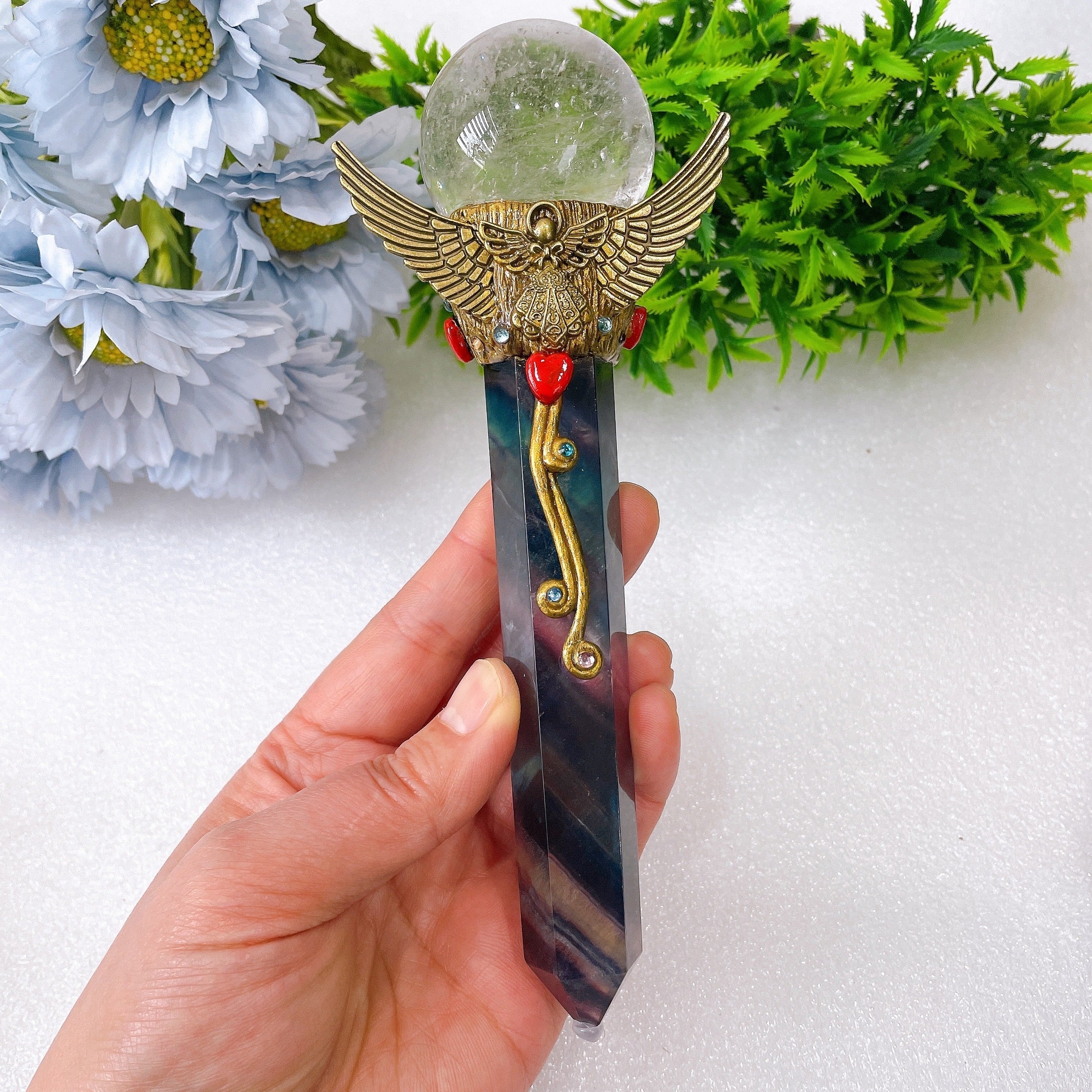 7-9 inch Fluorite Crystal Wand for Healing & Meditation