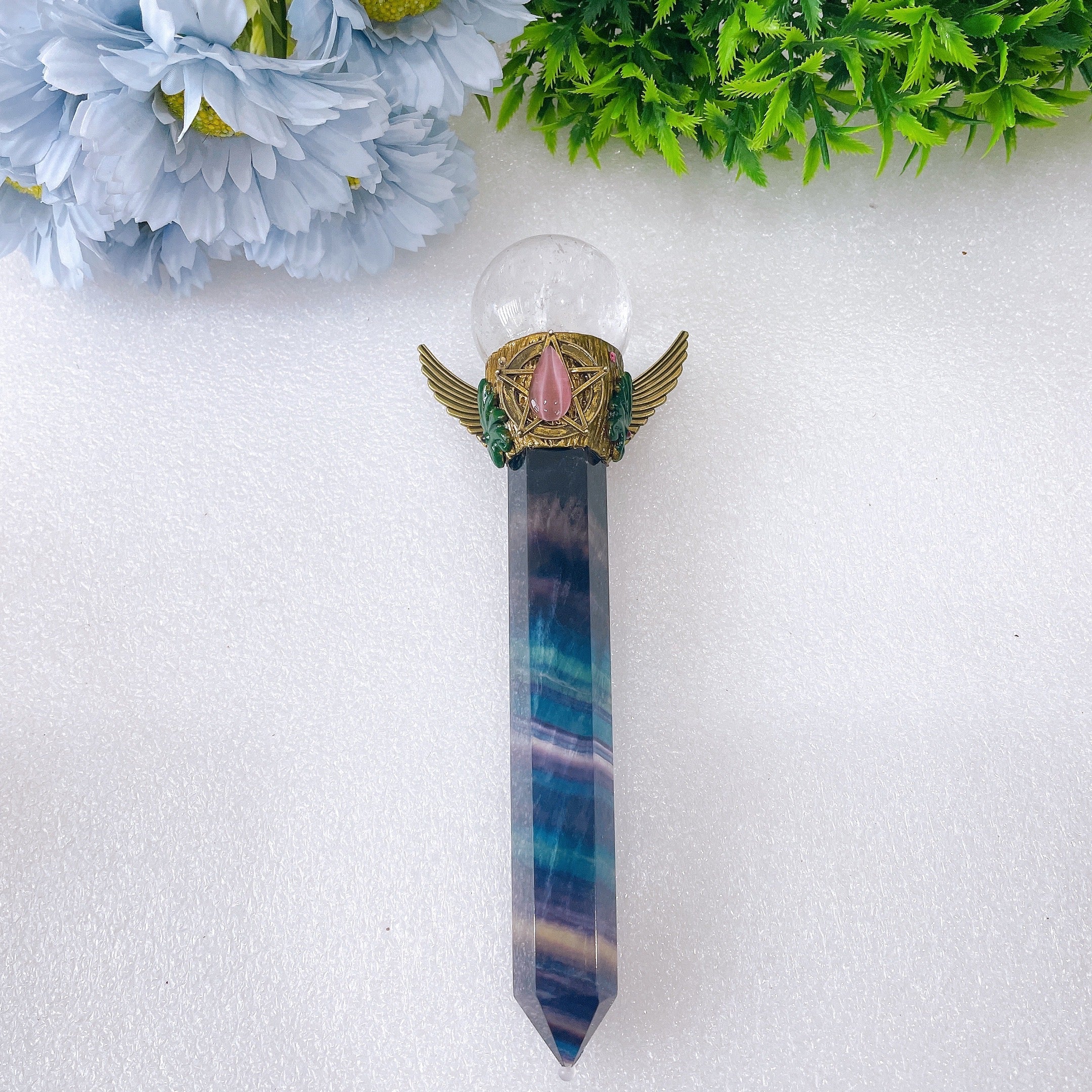 7-9 inch Fluorite Crystal Wand for Healing & Meditation