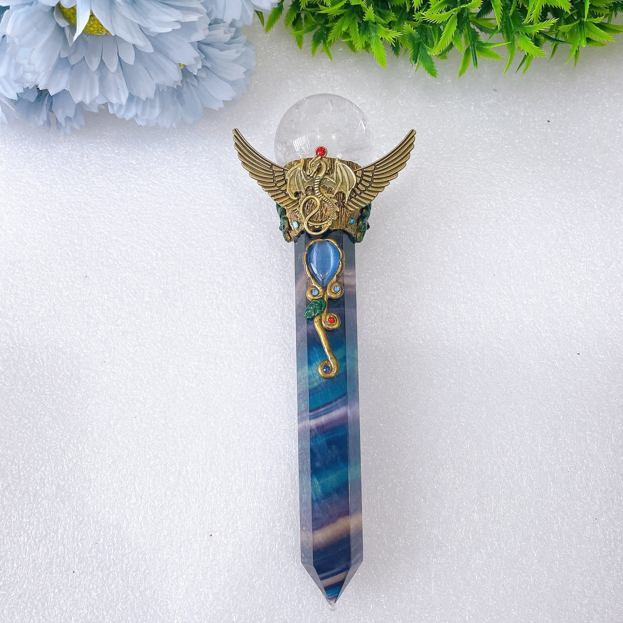 7-9 inch Fluorite Crystal Wand for Healing & Meditation