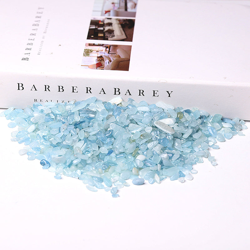 7-9mm Aquamarine Tumbled Stones for Healing & Meditation