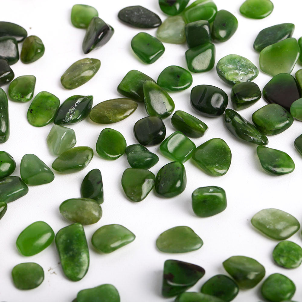 7-9mm Green Jade Tumbled Stones for Healing