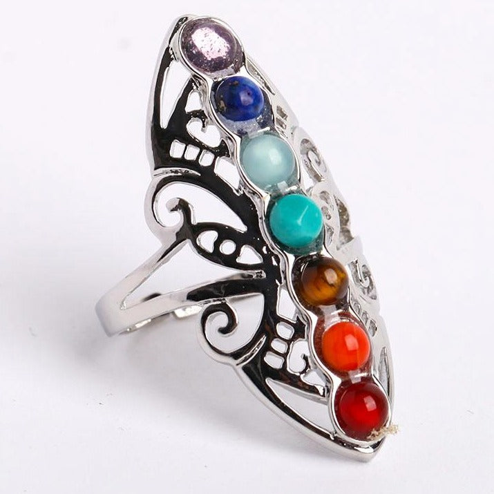 7 Chakra Adjustable Crystal Healing Ring